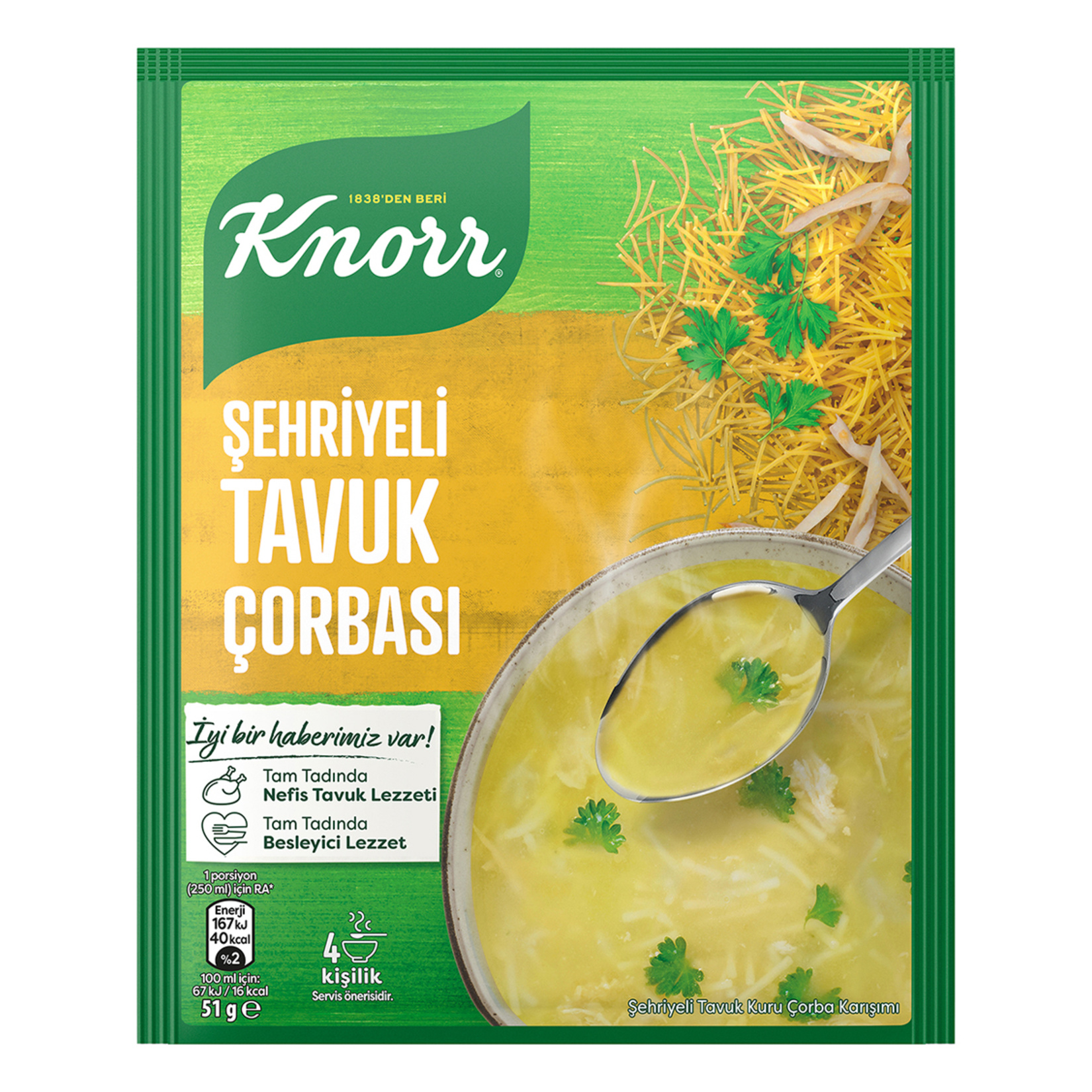 Knorr Hazır Çorba Şehriyeli Tavuk 4 Kişilik 51 G